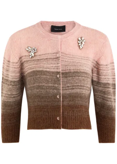 Simone Rocha Dégradé Embellished Alpaca-blend Cardigan In Pink