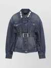 Simone Rocha Denim Jacket With Belt And Embellished Collar In Blue