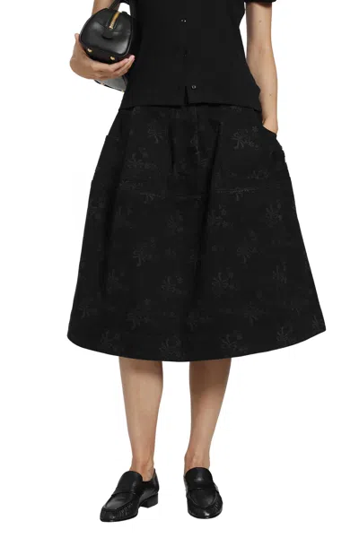 Simone Rocha Denim Utility Hip Bustle Skirt In Black