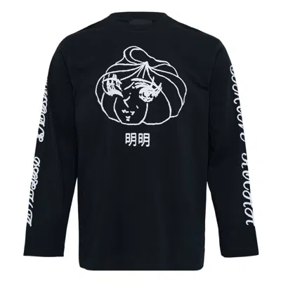 Simone Rocha Dim Sum Logo Long Sleeve Top In Black