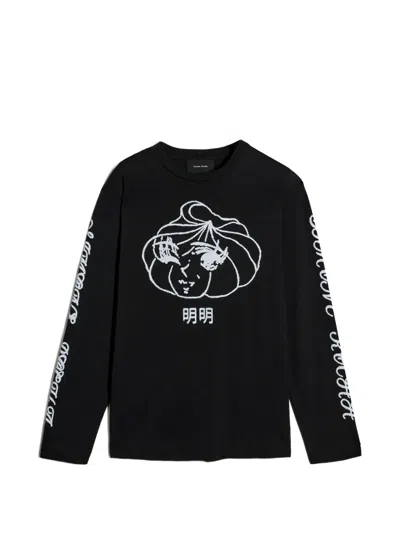 Simone Rocha Dim Sum Logo-print Long-sleeved T-shirt In Black