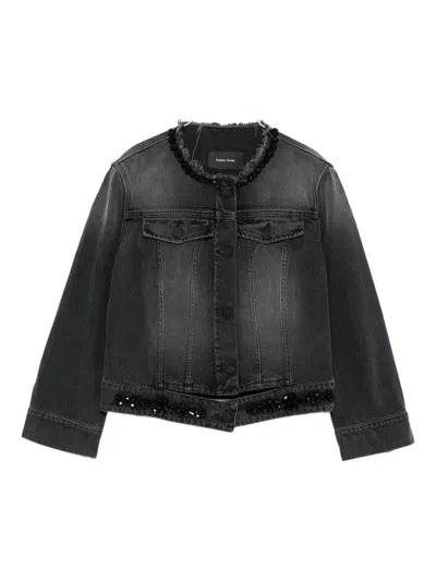 Simone Rocha Distressed Beaded Jacket In Black