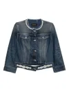 Simone Rocha Long-sleeved Denim Jacket In Blue