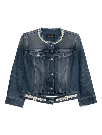 Simone Rocha Long-sleeved Denim Jacket In Blue