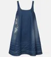 Simone Rocha Distressed Denim Minidress In Blue