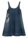 Simone Rocha Distressed-effect Denim Mini Dress In Blue