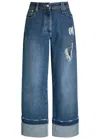 Simone Rocha Embellished Distressed Straight Leg Jeans In Blue