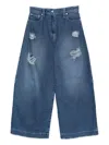 Simone Rocha Distressed Wide Leg Puddle Jeans In Blue
