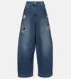 Simone Rocha Distressed High-rise Wide-leg Jeans In Blue