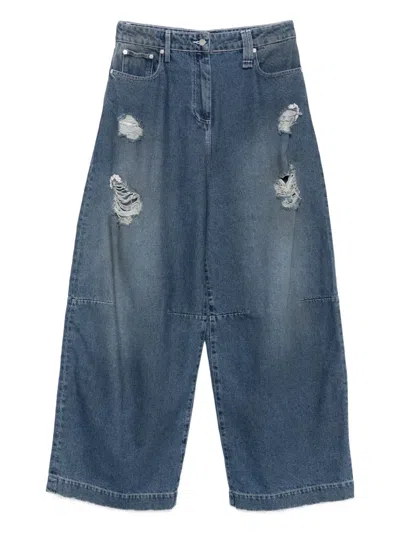 Simone Rocha Distressed Puddle Jeans In Blue