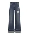 Simone Rocha Distressed Straight Leg Jeans In Black