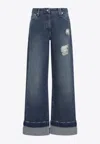 Simone Rocha Distressed Straight-leg Jeans In Multi