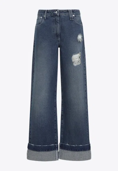 SIMONE ROCHA DISTRESSED STRAIGHT-LEG JEANS