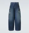 Simone Rocha Puddle Distressed Wide Leg Jeans In Blue