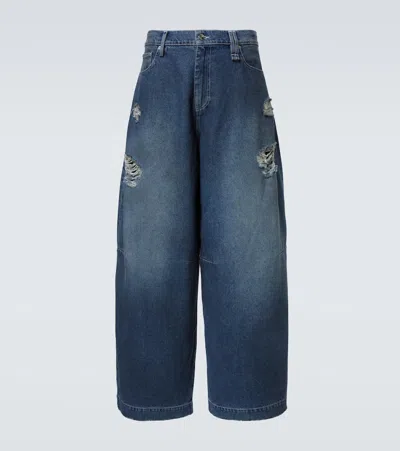 Simone Rocha Distressed Wide-leg Jeans In Blue