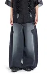 Simone Rocha Distressed Wide Leg Puddle Jeans In Black