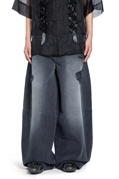 SIMONE ROCHA DISTRESSED WIDE LEG PUDDLE JEANS