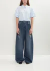 Simone Rocha Distressed Wide Leg Puddle Jeans In Blue