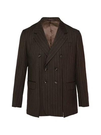Simone Rocha Double-breasted Pinstripe Jacket In Brown