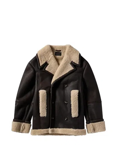 Simone Rocha Double-breasted Shearling Jacket In Black