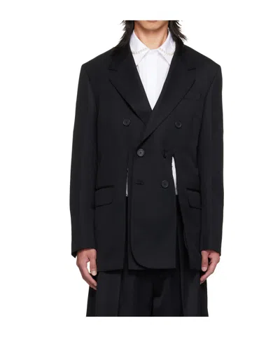 Simone Rocha Double-breasted Suit Jacket With Vents At The Hem In Black