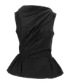 Simone Rocha Draped Bind Peplum Top In Black