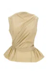 Simone Rocha Draped Beige Top With Fitted Bodice In Neutral
