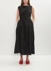 Simone Rocha Hip Detail Draped Bind Taffeta Dress In Black