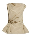 Simone Rocha Draped Bind Taffeta Peplum Top In Brown
