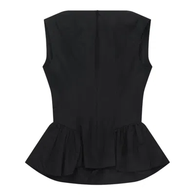 Simone Rocha Draped Bind Peplum Top Taffeta In Black