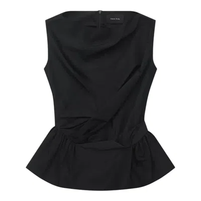 Simone Rocha Draped Bind Peplum Top Taffeta In Black