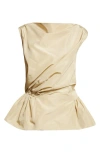 Simone Rocha Draped Bind Taffeta Peplum Top In Neutral