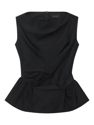 Simone Rocha Draped-hem Top In Black