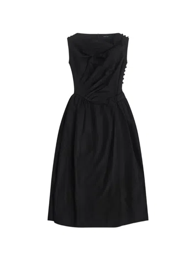Simone Rocha Draped Midi Dress In Black
