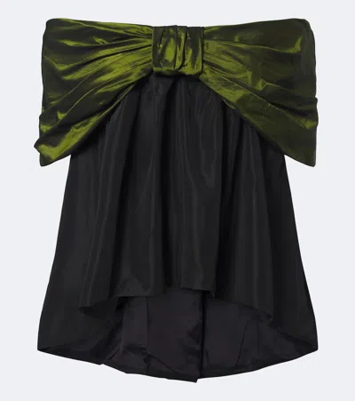 Simone Rocha Bow-detailed Gathered Taffeta Blouse In Multi