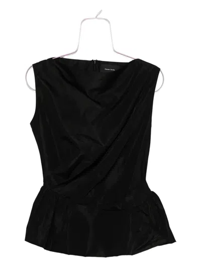 Simone Rocha Draped Peplum Top In Black