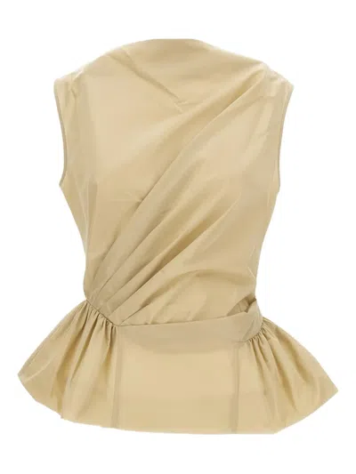 Simone Rocha Draped Peplum Top In Neutral
