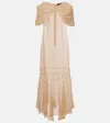 Simone Rocha Sheer Bow-detailed Midi Dress In Beige