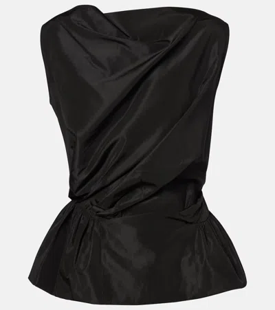 Simone Rocha Draped Taffeta Top In Black