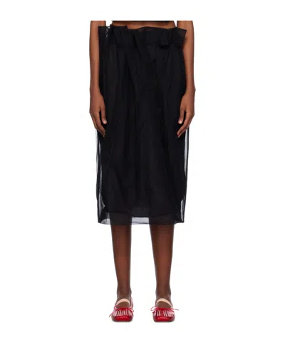 Simone Rocha Black Pleated Midi Skirt