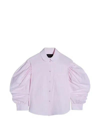 Simone Rocha Draped-sleeve Round-collar Shirt In Pink