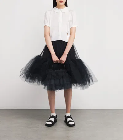 Simone Rocha Drawstring Tutu Midi Skirt In Black