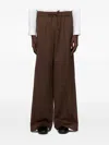 Simone Rocha Brown Wide Leg Drawstring Trousers In Brown