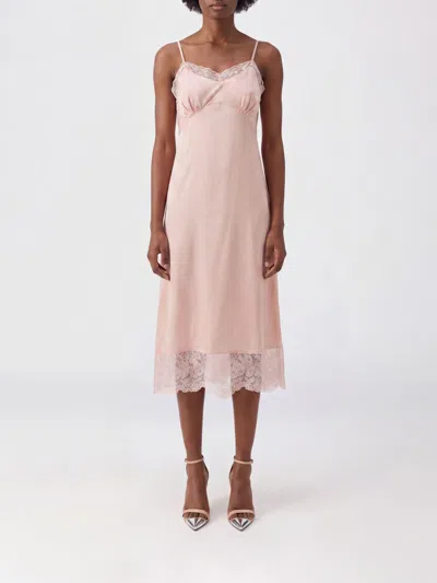 Simone Rocha Lace-trimmed Crepe De Chine Midi Dress In Pink