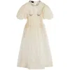 Simone Rocha Crystal-embellished Silk-organza Midi Dress In Beige