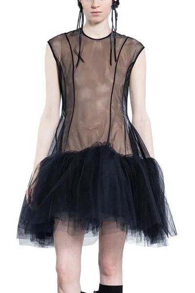 Simone Rocha Layered Tulle Mini Dress In Black