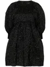 Simone Rocha Signature Sleeve Smocked Minidress In Black