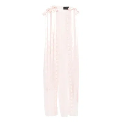 Simone Rocha Ribbon-trimmed Sleeveless Midi Dress In Pink