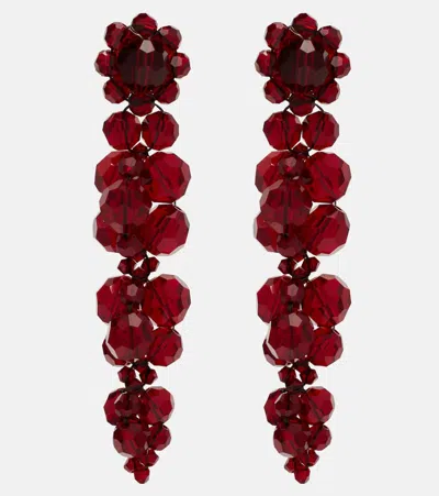 Simone Rocha Drip Crystal-embellished Drop Earrings In Red