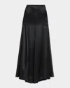 Simone Rocha Drop-waist Slit Bias Silk Maxi Skirt In Black